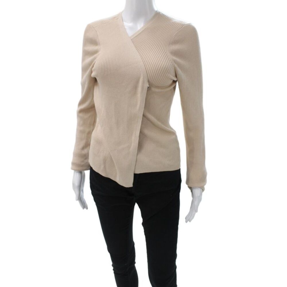 Alo Womens Pullover V-Neck Long Sleeve Beige Athleisure Sweater Size M
